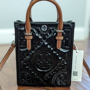 Tory Burch Lambs Patent Leather Mini T Monogram Tote + Dust and Gift Bag Nwt ❤️